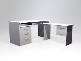 L-shaped Desks Workstations 3d Model 3ds Max Files Free Download 