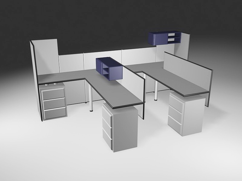 Office Workstations Cubicles 3d rendering