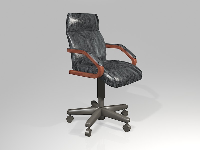 Black Leather Office Chair 3d rendering