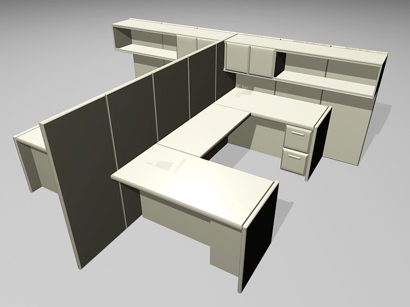 2 Person Cubicle Workstations 3d rendering