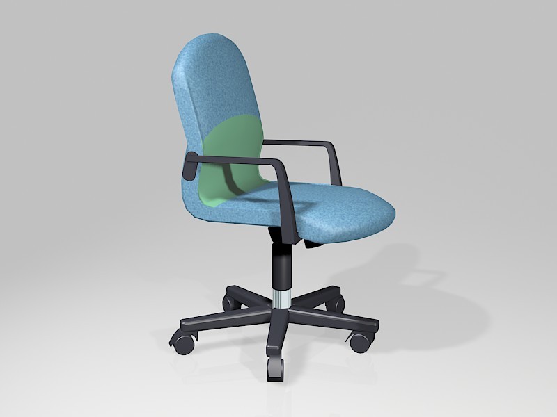 Blue Desk Chair with Wheels 3d rendering