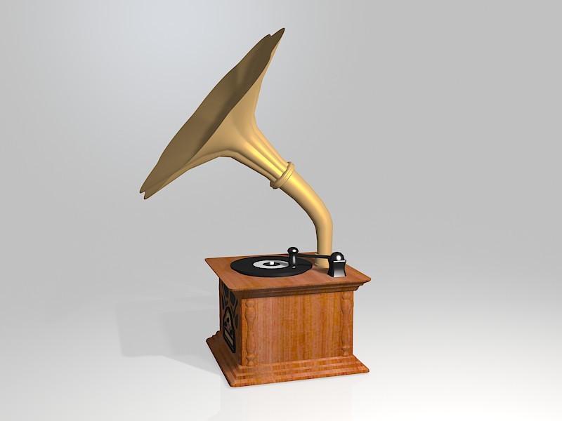 Antique Gramophone Record Player 3d rendering
