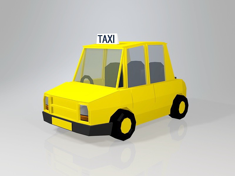 Low Poly Taxi Car 3d rendering