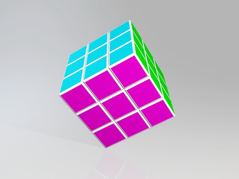Color Cube Puzzle 3d rendering