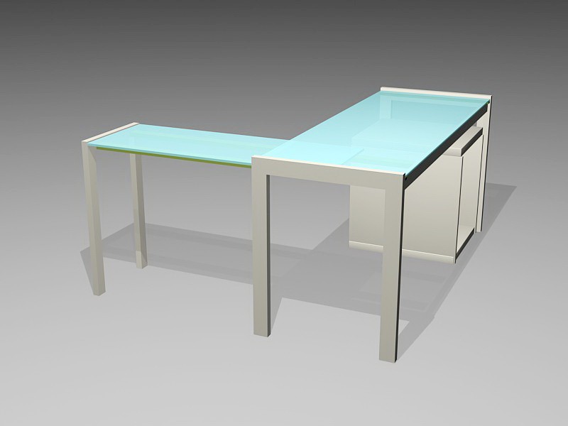 Modern Glass Office Desk 3d rendering