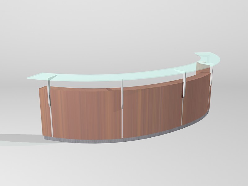 Curved Reception Counter 3d rendering