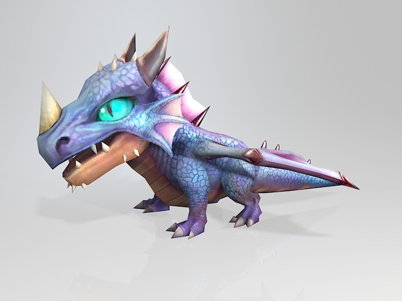 Little Cute Cartoon Dragon 3d rendering