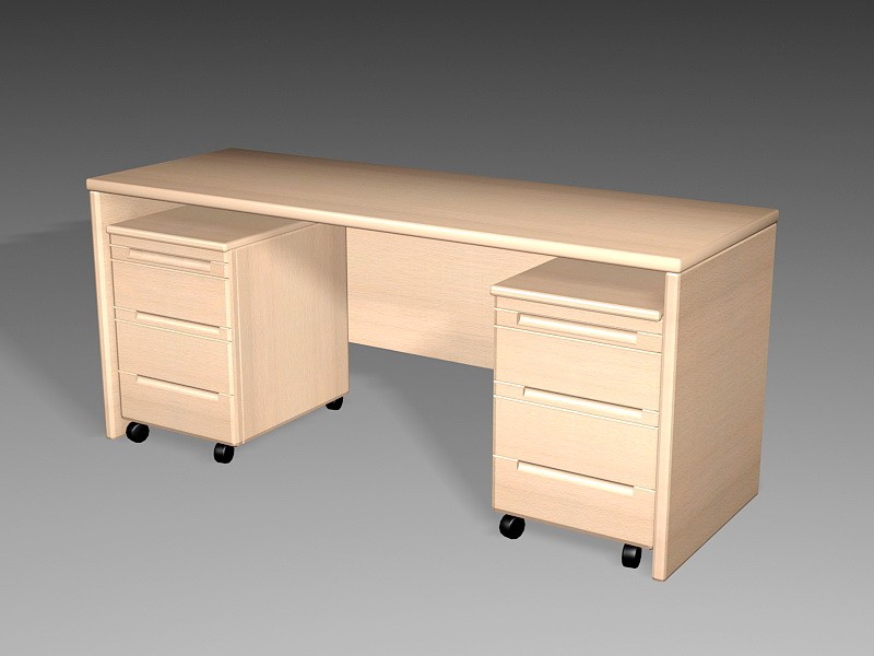Home Office Desk with Drawers 3d rendering