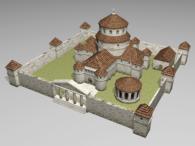 Middle Ages Cathedral 3d rendering