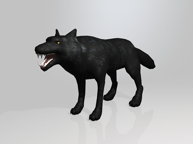 Scary Black Wolf 3d rendering