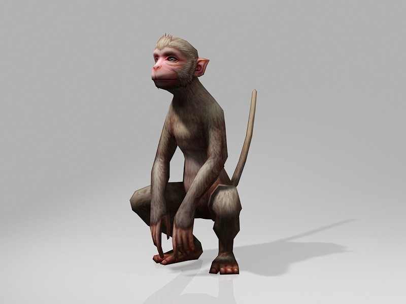 Low Poly Monkey 3d rendering