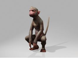 Low Poly Monkey 3d preview