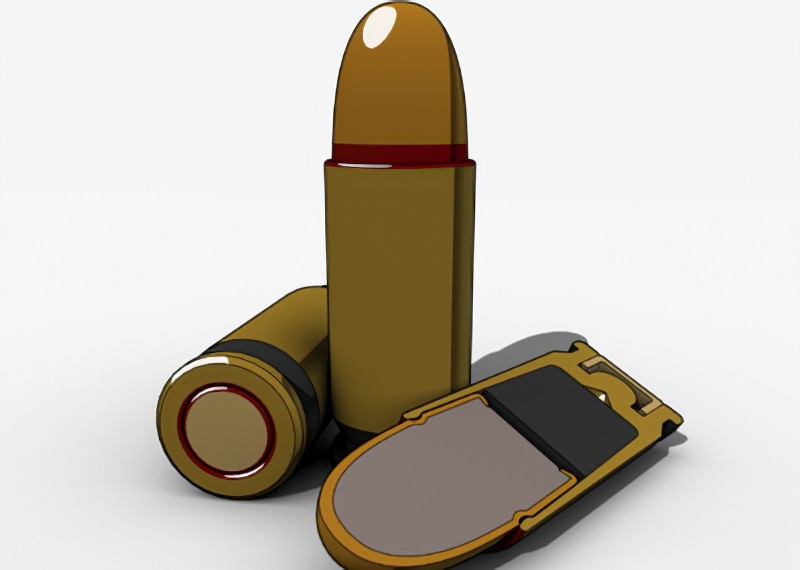 Cross Sections of Bullets 3d rendering