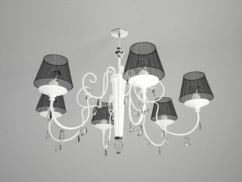 Classic Chandelier with Shades 3d rendering