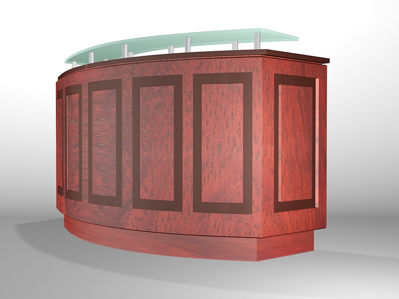 Retro Curved Reception Desk 3d rendering