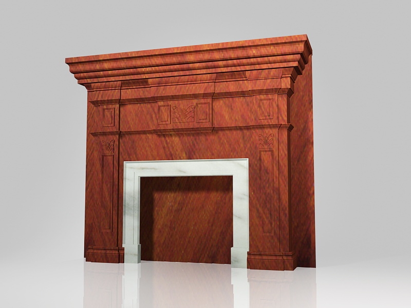 Fireplace Mantel Surrounds Wood 3d rendering