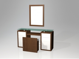 Dressing Table with Mirror and Stool 3d preview