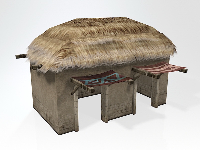 Thatched Storehouse 3d rendering