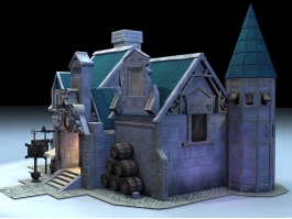 Medieval Tavern Outside 3d model preview
