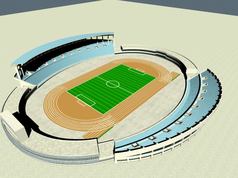 Track and Field Stadium 3d rendering