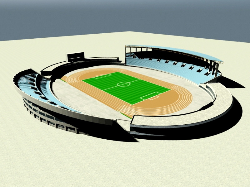 Track and Field Stadium 3d rendering
