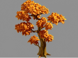 Yellow Tree Cartoon 3d preview