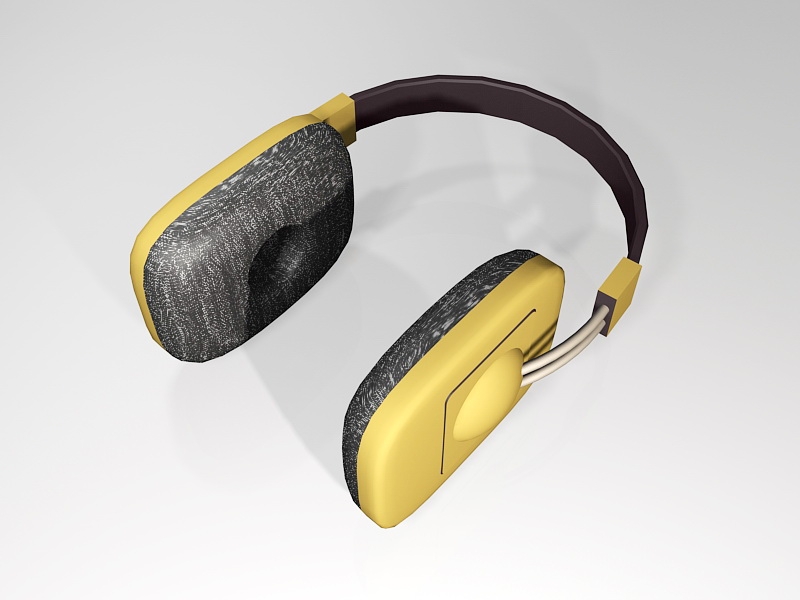 Yellow Audio Headphone 3d rendering