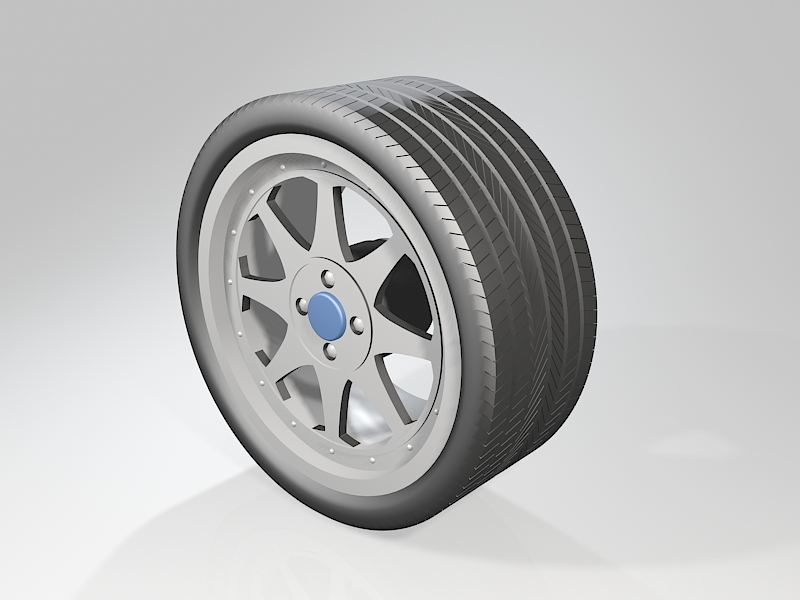 Car Rim with Tire 3d rendering