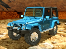 Blue Jeep Wrangler 3d model preview
