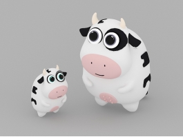 Cartoon Cow Mom and Baby 3d preview