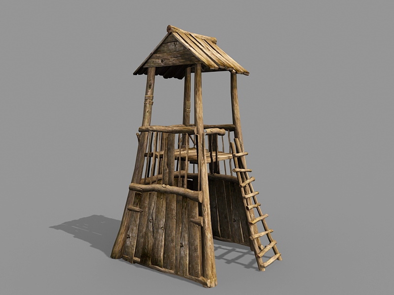 Vintage Wooden Guard Tower 3d rendering