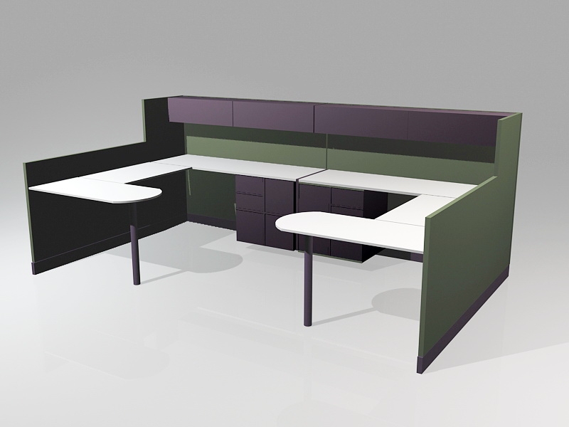 Modular Office Furniture Cubicles 3d rendering