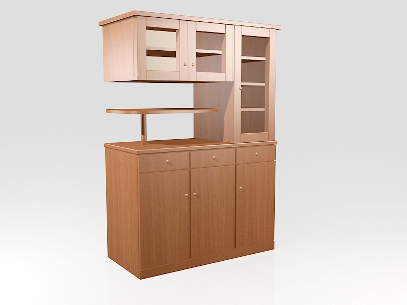 Wood Kitchen Storage Cabinet 3d rendering