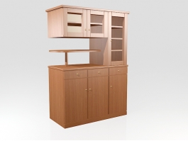 Wood Kitchen Storage Cabinet 3d preview