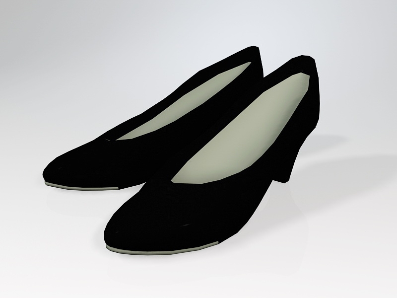 Black Flat Dress Shoes 3d rendering