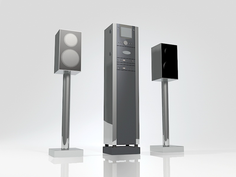 Professional Audio Palyer and Speakers 3d rendering