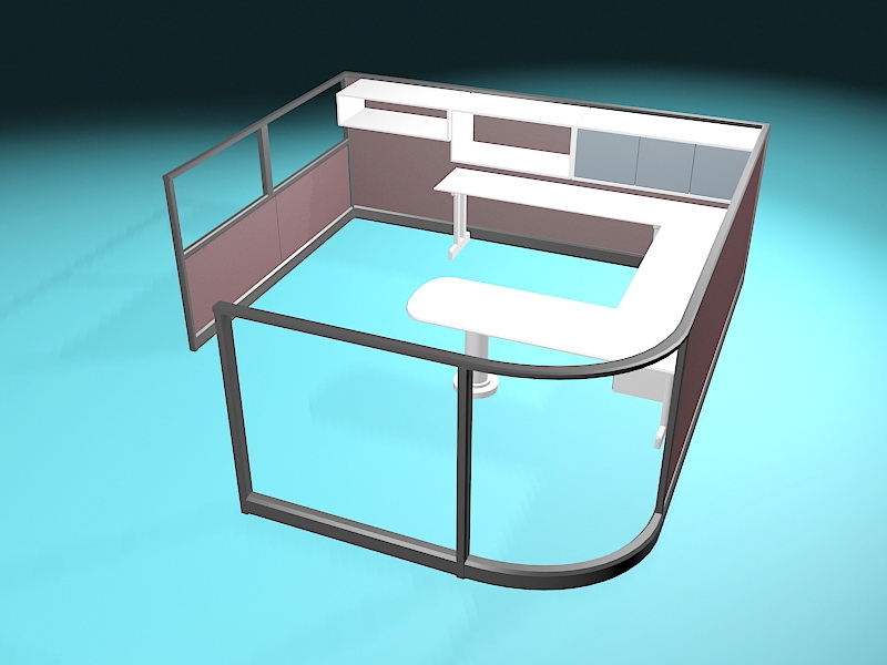Glass Office Cubicles 3d rendering