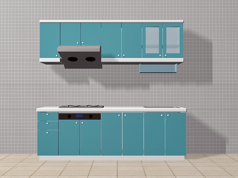 Blue Apartment Kitchen Ideas 3d rendering