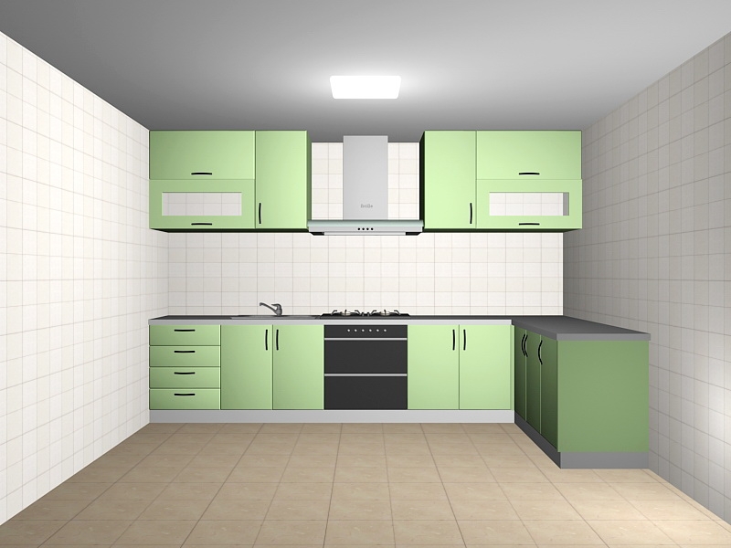 Green Kitchen Design Ideas 3d rendering