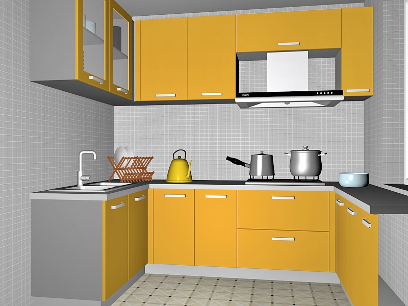 Yellow Kitchen Decor Ideas 3d rendering