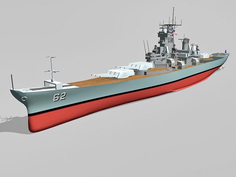 Battleship USS New Jersey 3d rendering