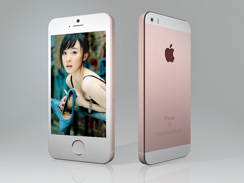 iPhone SE Rose Gold 3d rendering