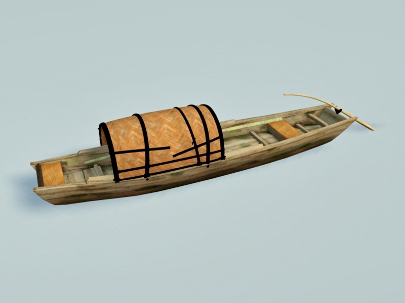 Ancient Chinese Fishing Boat 3d rendering