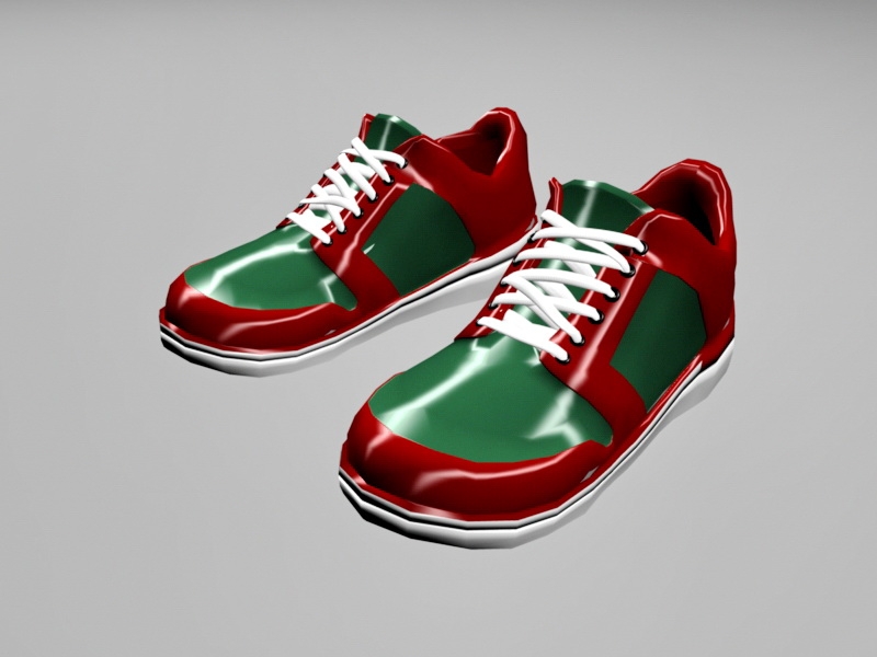 Red and Green Sneakers 3d rendering