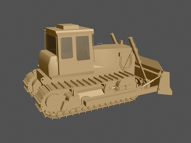 Tracked Bulldozer 3d rendering