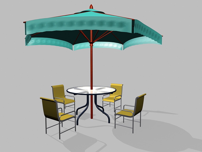 5 Piece Patio Furniture Set with Umbrella 3d rendering