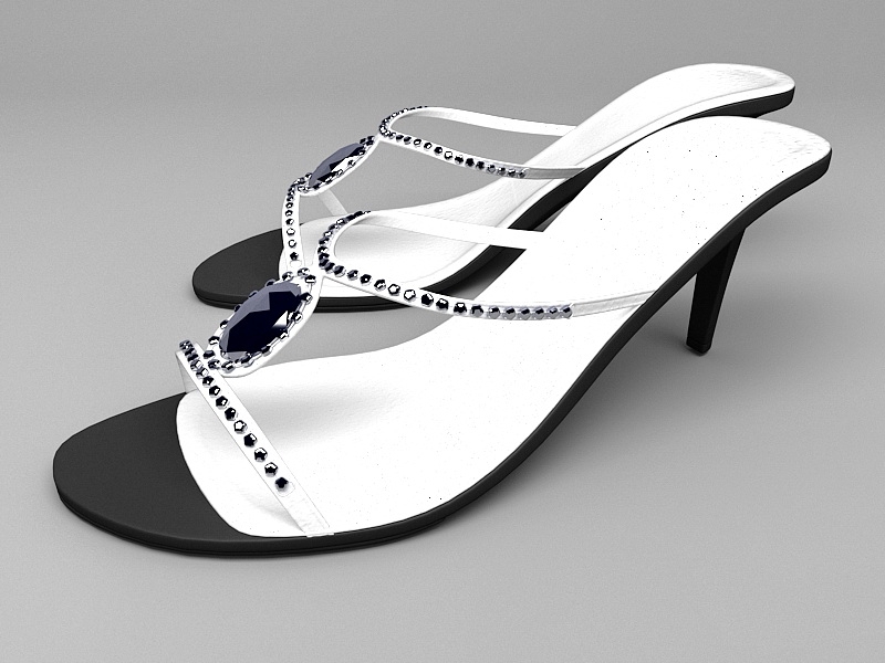High Heel White Sandals 3d rendering