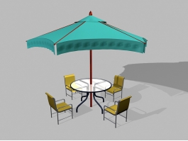 5 Piece Patio Furniture Set with Umbrella 3d model preview