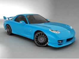 Mazda RX-7 Blue Sports Car 3d model preview