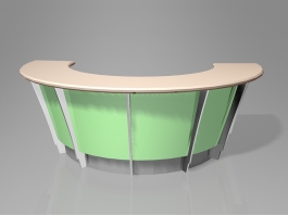 Green Curved Reception Desk 3d preview